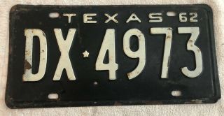 Texas 1962 Black License Plate Dx•4973