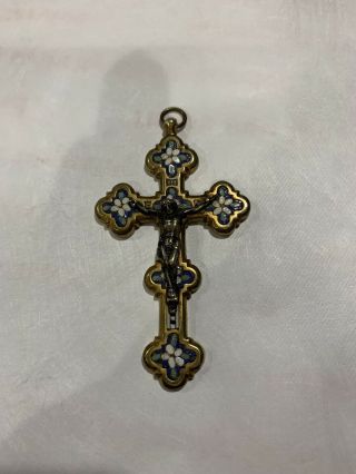 Fabulous Antique Micro Mosaic Inlayed Cross