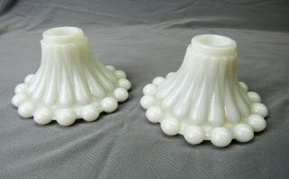 Candlewick Candle Holders Set Of 2 Milk Glass Taper Holders Vintage Retro 1950s