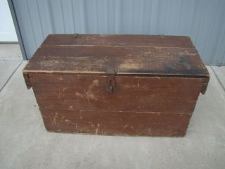 Vintage Wooden Storage Box Trunk Coffee Table 27 1/2 X 13 3/8 X 14