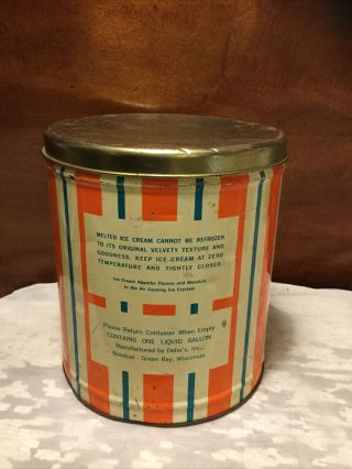Vintage Dehn ' s Ice Cream Gallon Tin Can - Vibrant Colors Green Bay Wisconsin 3
