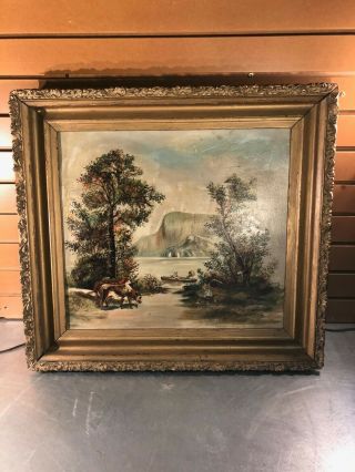 Vintage Oil Painting On Board - Framed