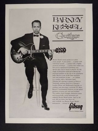 1963 Gibson Barney Kessel Model Guitar Vintage Print Ad