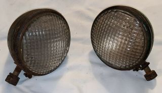 Pair (2) Antique Vintage John Deere Lights W/ 4 1/2” Guide Tractor Lens Rat Rod