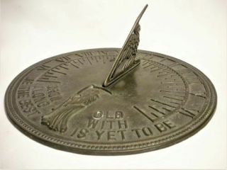 11” Brass Sundial “grow Old Along With Me….  ” Motto Yard Ornament Father Time