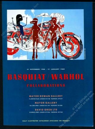 1988 Jean Michel Basquiat Andy Warhol Motorcycle Collaboration Vintage Print Ad