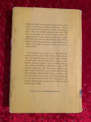 Vintage: Old Yeller by Fred Gipson,  1956 HC,  DJ - A Harper Blue Ribbon Book 2