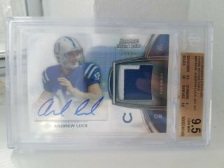 2012 Bowman Sterling Prism Refractors Andrew Luck Rookie Auto Patch /36 Bgs 9.  5