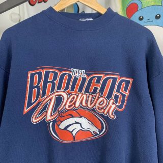 Vintage 90s Denver Broncos Pro Line Logo Athletic Crew Neck Sweatshirt Blue Xl