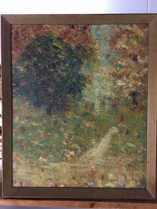 Vintage Post Impressionist Old Fall Landscape Oil Painting On Canvas Estate
