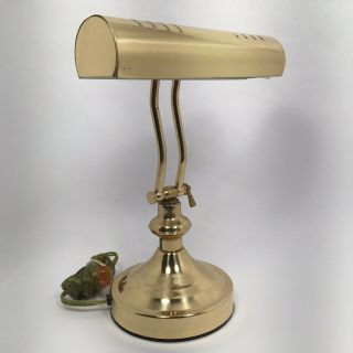 Vintage Old Style Brass Lamp Adjustable Banker Lawyer Piano Library Desk Antique