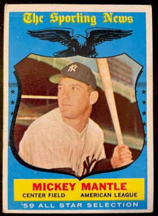 1959 Topps Mickey Mantle Sporting News All - Star 564 - York Yankees Hof