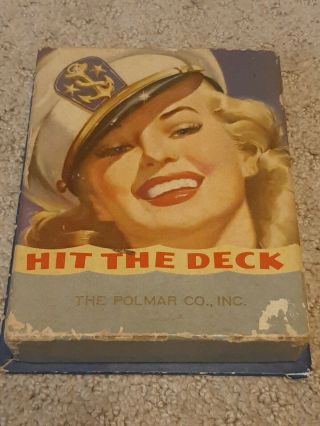 Vintage Pin - Up Playing Cards Two Deck Set Hit The Deck Polmar Co.  Advertisement
