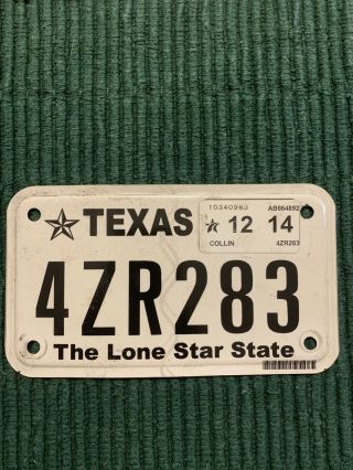 Texas Motorcycle License Plate 2014 Tag Collin County
