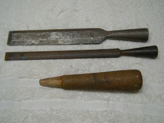 2 Vintage Wood Chisels 1/2 " Premier & 1 " Buck Bros.  Cast Steel Both About 8 " Lon