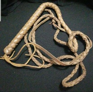 Antique Leather Horse Whip Cowboy Torture Whip Wrangler Handmade Braided Western