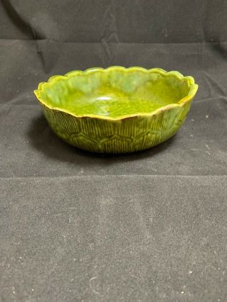 Vintage Covina Calif Usa Ceramic Pottery 955 Planter Candy Dish Bowl Green J