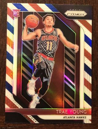 2018 Panini Prizm Red White Blue 78 Trae Young Rc Rookie Hawks