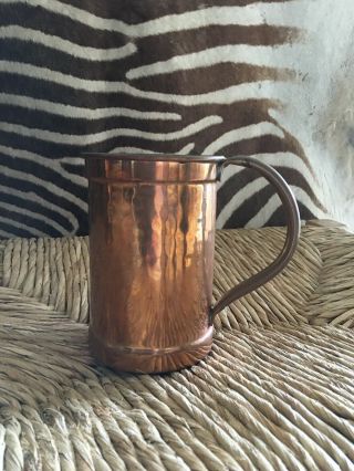 Vintage Solid Copper Hand Hammered Large Mug Made In Turkey