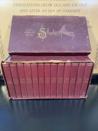 Antique 13 Volume Set Of Shakespeare Mini Books Handy Stratford Edition 1800’s