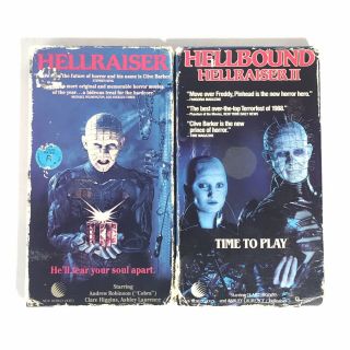 1987 Hellraiser & Hellraiser Hellbound 2 Vhs Clive Barker Pinhead Vintage Horror
