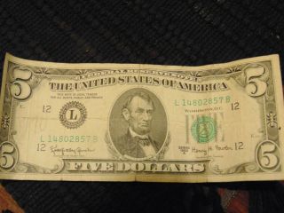 1963 A 5 Dollar Bill Circulated