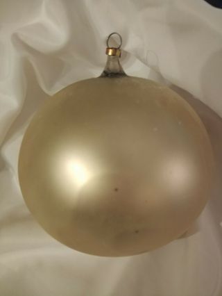 Large Antique German Gold 4 " Ball Hand Blown Glass Christmas Ornament