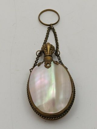 Antique Mother Of Pearl Scent/perfume Chatelaine Bottle