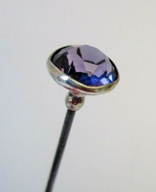Antique Hatpin Charles Horner Amethyst Glass Solitaire Silver