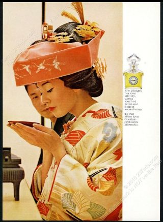 1968 Guerlain Mitsouko Perfume Japanese Woman Wedding Photo Vintage Print Ad