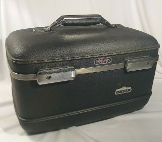 Vintage American Tourister Tiara Train Case Suitcase Cosmetics Travel Bag Gray