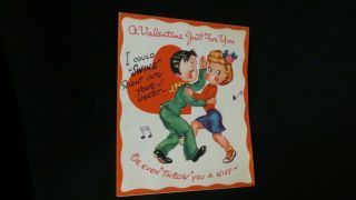 Vintage Dancing Couple Valentine Card C.  1950s By: R.  R.  H.