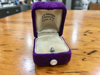 Vintage Ring Box Mother of Pearl Purple Velvet Push Button Art Deco Antique 3