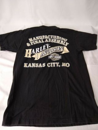 Harley Davidson Men’s M Black Kansas City,  Mo Manufacturing And Assembly Flag Us