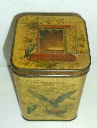 Antique Victorian Carr & Co Juvenile Box Biscuit Tin Animals Crows & Foxes Birds