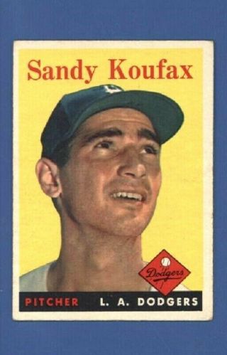 1958 Topps Sandy Koufax 187 Vg - Ex Los Angeles Dodgers Hof Card