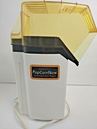 Vintage Presto Popcornnow Continuous Corn Popper 0481004 Hot Air Popcorn Maker