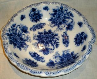 GORGEOUS Antique Vintage Flow Blue Stoneware Pitcher & Wash Bowl PRISTINE 2