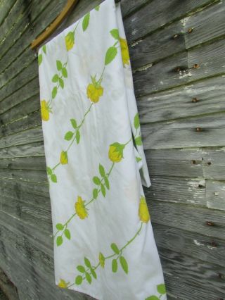 Vintage Wamsutta Usa Ultracale Twin Flat Sheet Yellow Roses Muslin Fabric