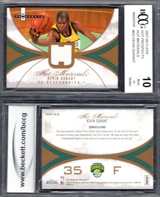 Bccg 10 2007 - 08 Fleer Hot Prospects Materials Jersey Kevin Durant Rc G00 1945