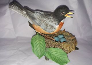 Vintage (1989) Lenox American Robin On Nest Porcelain Figurine