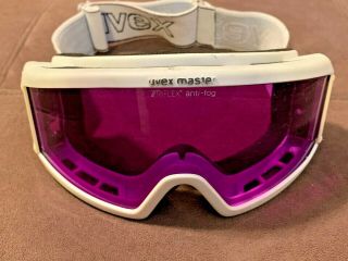 Vintage Uvex Master Triflex Anti - Fog Motocross Ski Goggles White Frame Purple Le