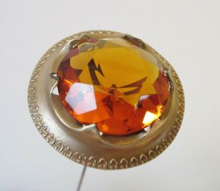 Antique Hatpin Large Faceted Topaz Glass