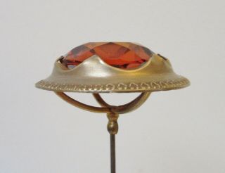 Antique Hatpin Large Faceted Topaz Glass 3