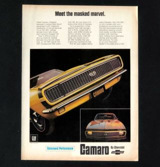 1967 Chevrolet Camaro Ss 350 Advertisement Chevy Muscle Car Vintage Print Ad