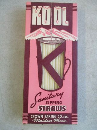Vintage 1960s Mid Century Kool 100 Sipping Straws Crown Baking Co.  Malden Ma