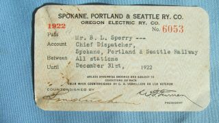 1922 & 1924 Spokane Portland & Seattle Ry Oregon Electric Ry Passes - Oregon Trunk 3