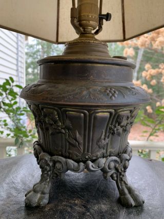Antique Victorian B&h Bradley & Hubbard Ornate Spelter Lamp W/ Clawfeet