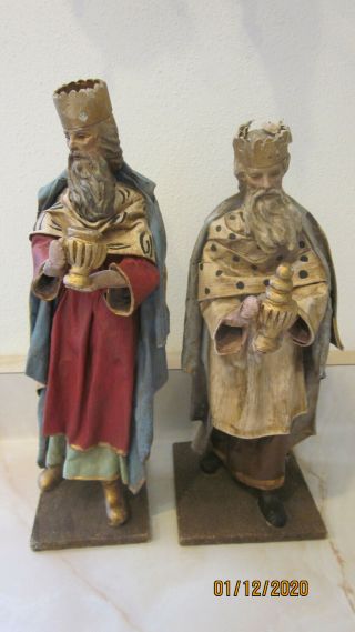 Vintage Antique Italy 11 " Paper Mache Hand Painted Nativity Wiseman
