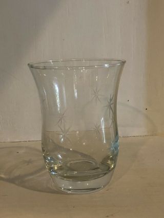 Five Antique/vintage Glasses With Etched Stars On Them,  3” High
